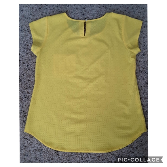 Ann Taylor Short Sleeve Yellow Blouse - Picture 4 of 6